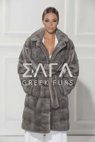 Grey Mink Fur Jacket with english collar