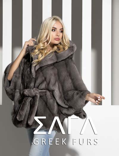 Mink fur poncho with hood